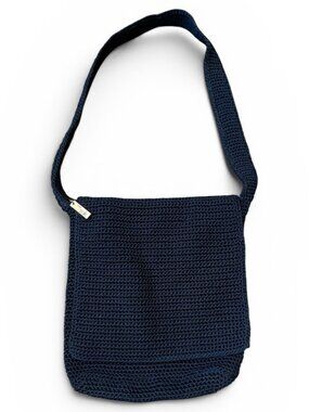 The Sak Navy Crochet Shoulder Bag – 10.5" x 11"